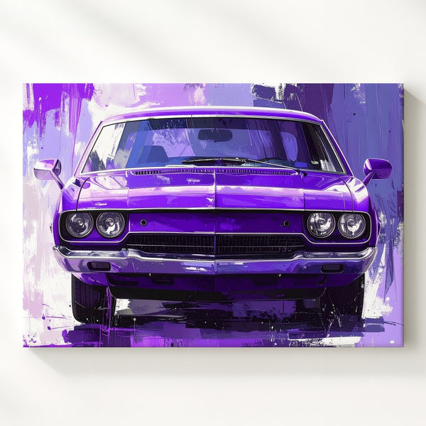 Purple Dodge Challenger Canvas – Stylized Urban Muscle Car Art - Gifitto