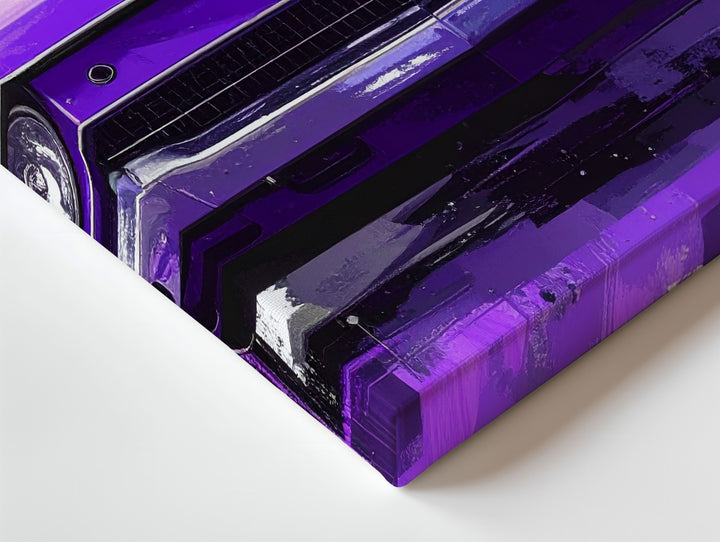 Purple Dodge Challenger Canvas – Stylized Urban Muscle Car Art - Gifitto