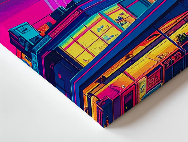 Retro UFO Diner Canvas – Vibrant Vintage Diner with Hovering UFO and Neon Lights - Gifitto