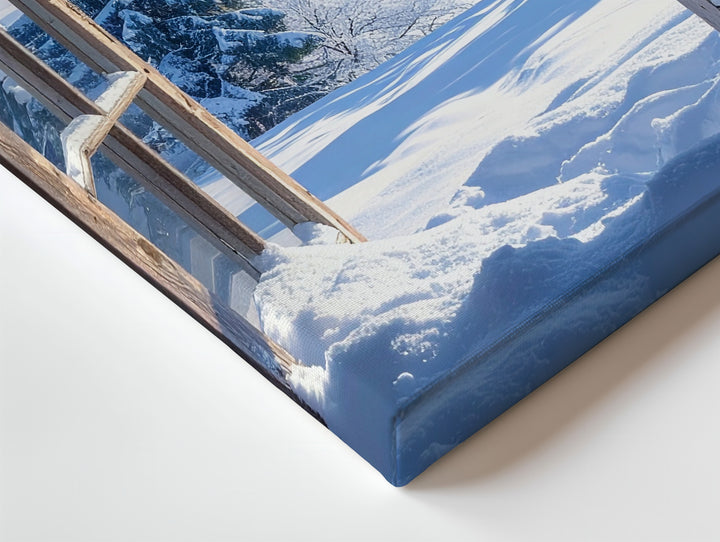 Winter Window View Canvas – Serene Landscape of Snow-Covered Forest - Gifitto