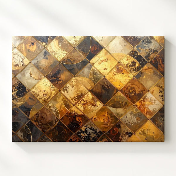 Golden Circles Abstract Canvas – Luxurious Metallic Texture Wall Art - Gifitto