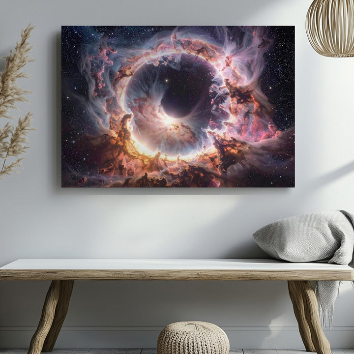 Supernova Remnant Canvas – Ethereal Pink Ring in Deep Space - Gifitto