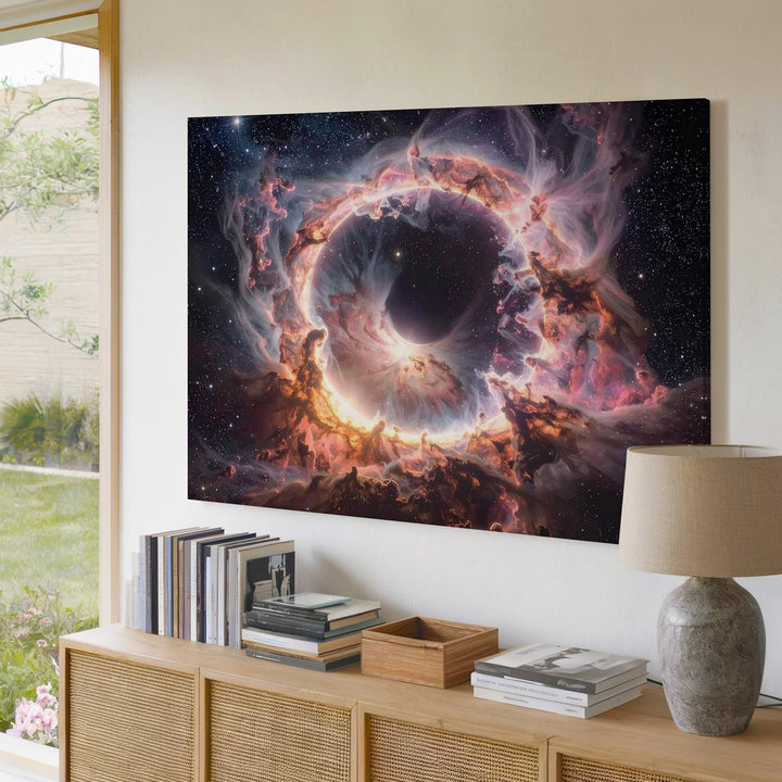 Supernova Remnant Canvas – Ethereal Pink Ring in Deep Space - Gifitto