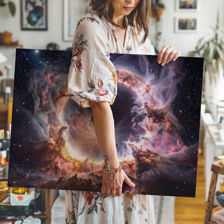 Supernova Remnant Canvas – Ethereal Pink Ring in Deep Space - Gifitto