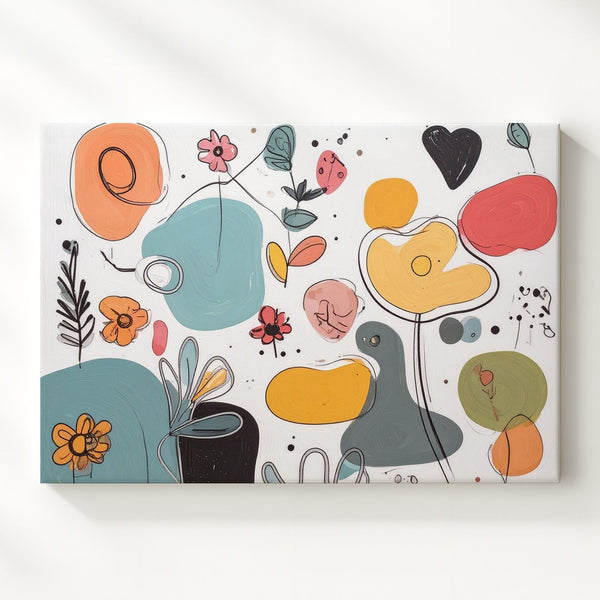 Playful Doodle Shapes Canvas – Colorful Abstract Illustration Art - Gifitto