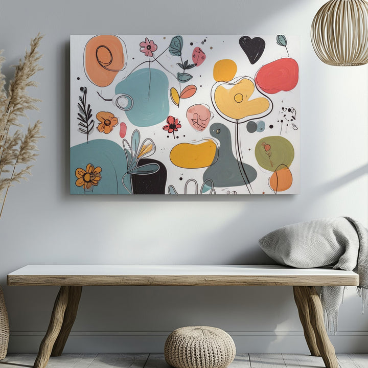 Playful Doodle Shapes Canvas – Colorful Abstract Illustration Art - Gifitto