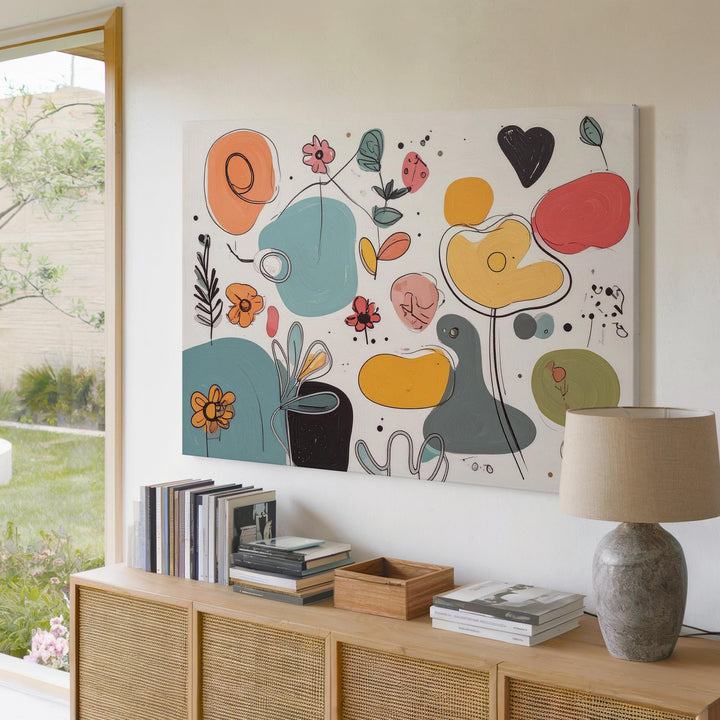 Playful Doodle Shapes Canvas – Colorful Abstract Illustration Art - Gifitto