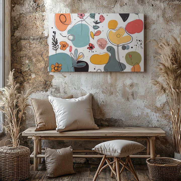 Playful Doodle Shapes Canvas – Colorful Abstract Illustration Art - Gifitto