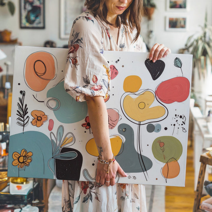 Playful Doodle Shapes Canvas – Colorful Abstract Illustration Art - Gifitto