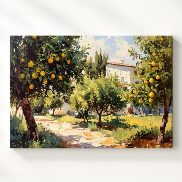Mediterranean Lemon Garden Canvas – Sunlit Villa Scene Art - Gifitto