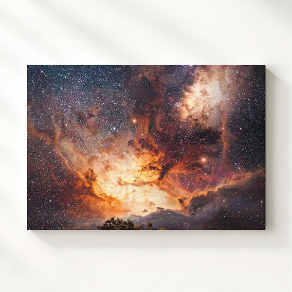 Galactic Gradient Starfield Canvas – Copper-Toned Cosmic Density - Gifitto