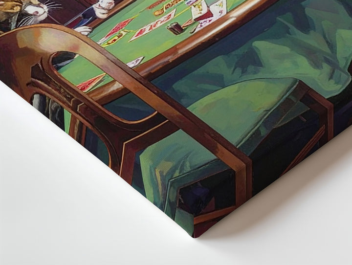 Dogs & Cat Poker Night Canvas – Whimsical Anthropomorphic Game Scene - Gifitto