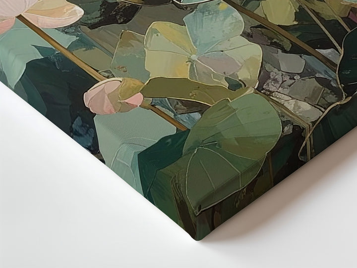 Abstract Lotus Flowers Canvas – Soft Pastel Botanical Art - Gifitto