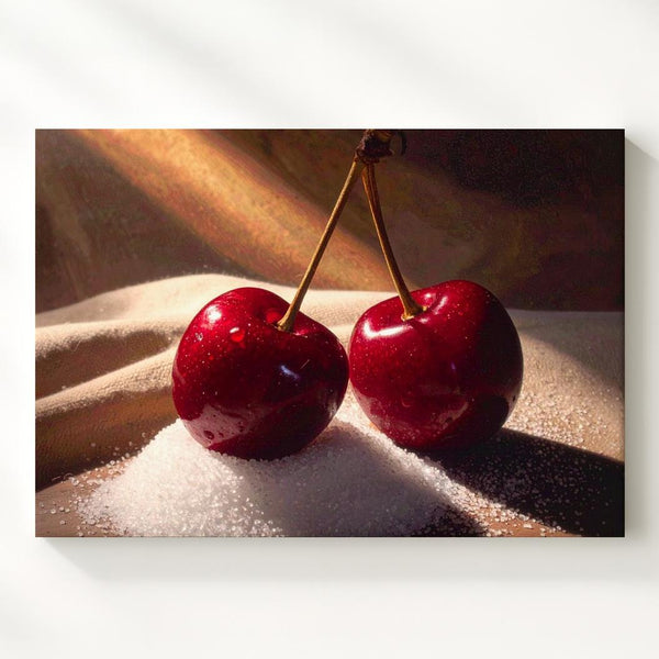 Sweet Cherry Close-Up Canvas – Hyper-Realistic Fruit Photography Art - Gifitto