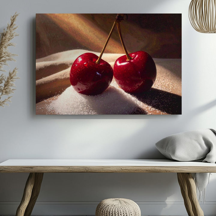 Sweet Cherry Close-Up Canvas – Hyper-Realistic Fruit Photography Art - Gifitto