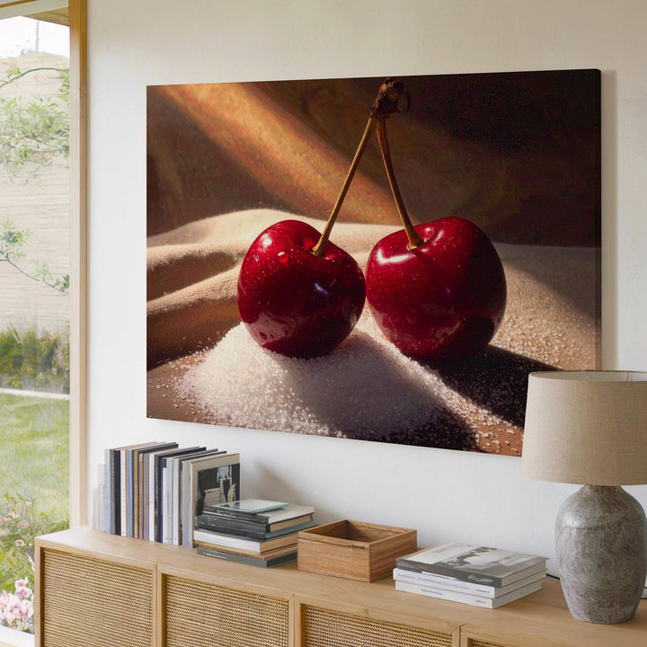 Sweet Cherry Close-Up Canvas – Hyper-Realistic Fruit Photography Art - Gifitto