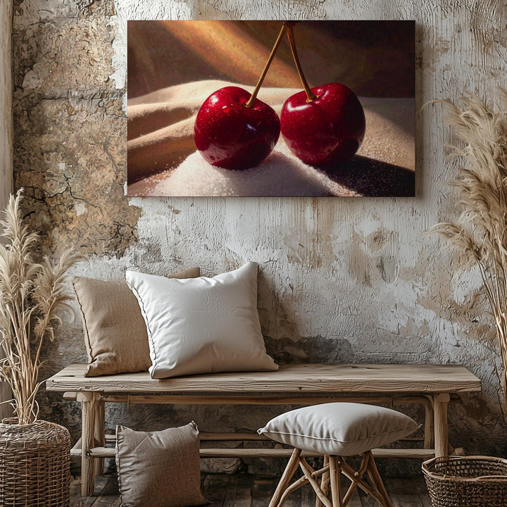 Sweet Cherry Close-Up Canvas – Hyper-Realistic Fruit Photography Art - Gifitto