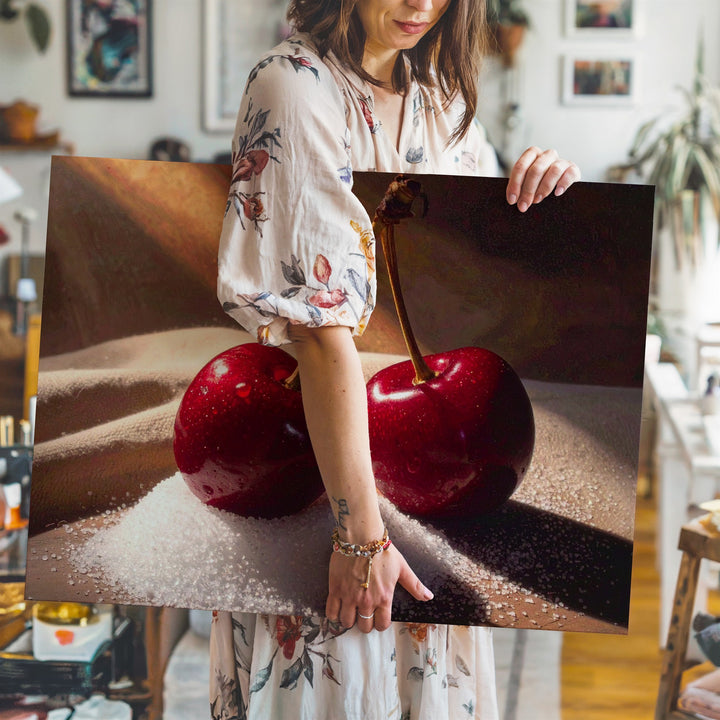 Sweet Cherry Close-Up Canvas – Hyper-Realistic Fruit Photography Art - Gifitto