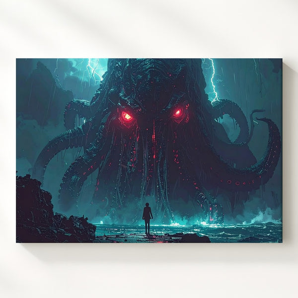 Cthulhu Rising Canvas – Epic Cosmic Horror Sea Monster Wall Art - Gifitto