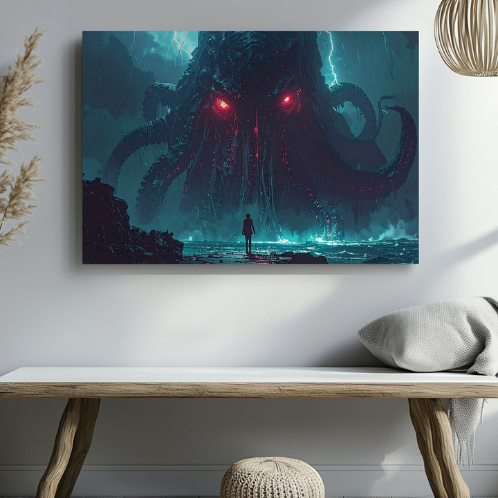 Cthulhu Rising Canvas – Epic Cosmic Horror Sea Monster Wall Art - Gifitto