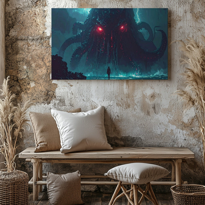 Cthulhu Rising Canvas – Epic Cosmic Horror Sea Monster Wall Art - Gifitto