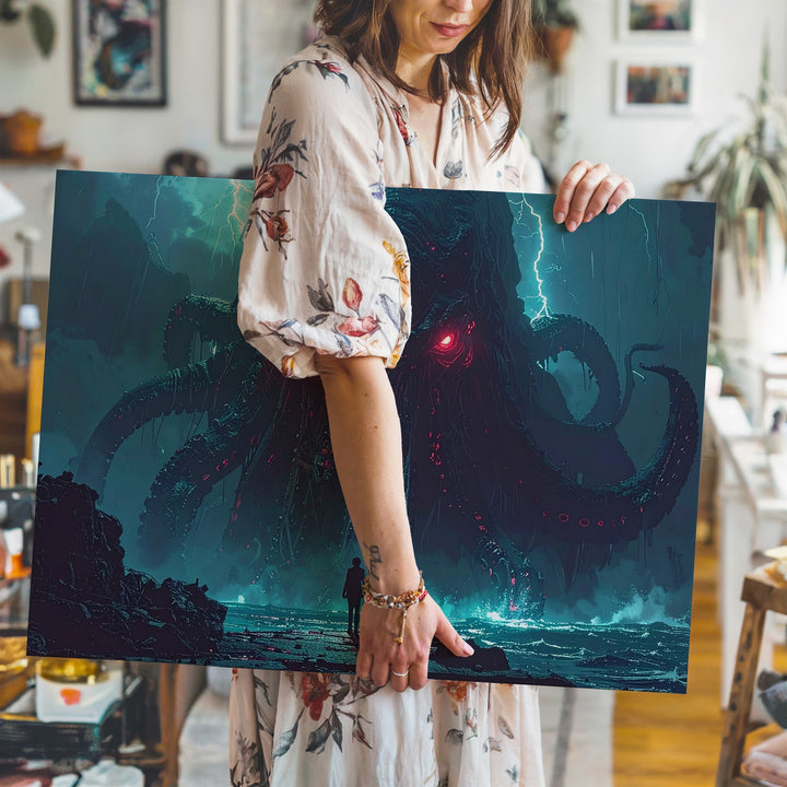 Cthulhu Rising Canvas – Epic Cosmic Horror Sea Monster Wall Art - Gifitto