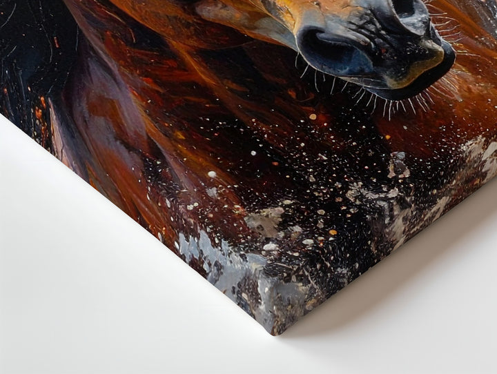 Fireborn Fury Canvas – Wild Brown Horse in Elemental Motion - Gifitto