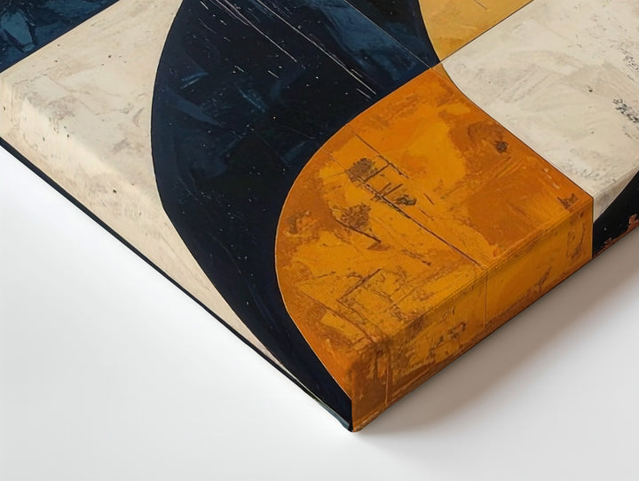 Mid-Century Geometric Canvas – Abstract Semicircle Wall Art in Retro Colors - Gifitto