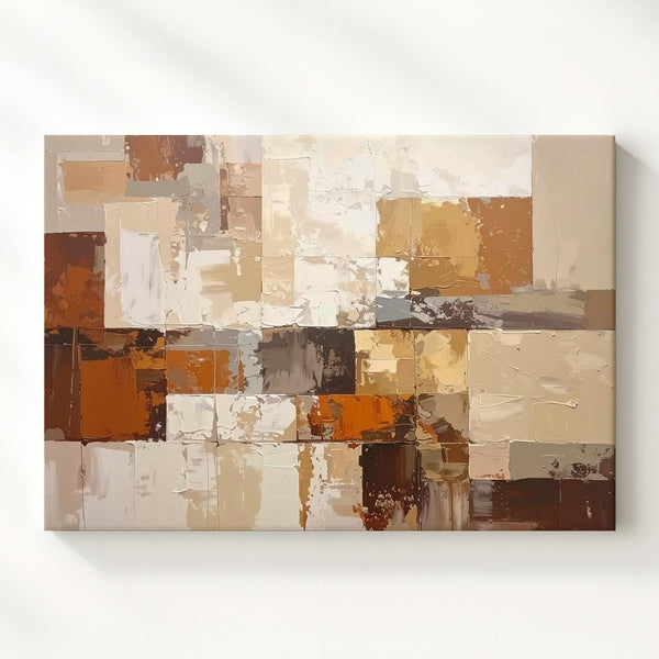 Warm Geometry Abstract Canvas – Textured Earth Tone Modern Art - Gifitto