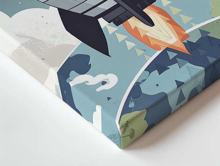 Playful Rocket Launch Canvas – Space Adventure Nursery Wall Art - Gifitto