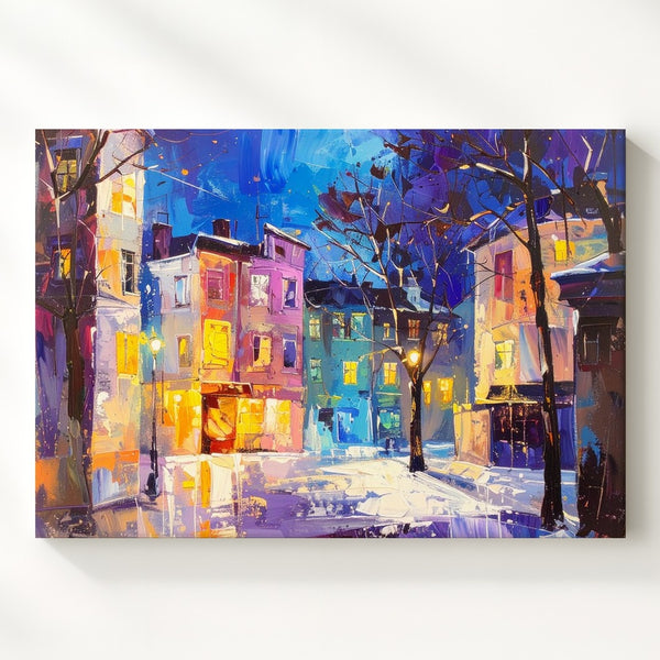 Neon Night Rhythm Canvas – Abstract Cityscape with Electric Colors - Gifitto