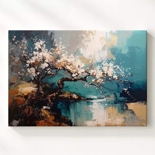 Blossoming Renewal Canvas – Abstract Spring Tree Branch Wall Art - Gifitto