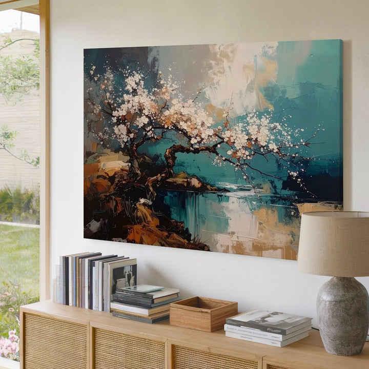 Blossoming Renewal Canvas – Abstract Spring Tree Branch Wall Art - Gifitto