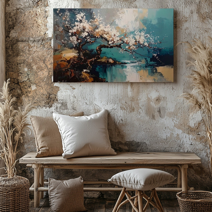 Blossoming Renewal Canvas – Abstract Spring Tree Branch Wall Art - Gifitto