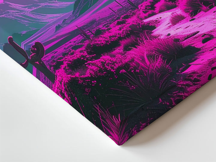 Neon Alien Pathway Canvas – Luminous Plants and Glowing Moons - Gifitto