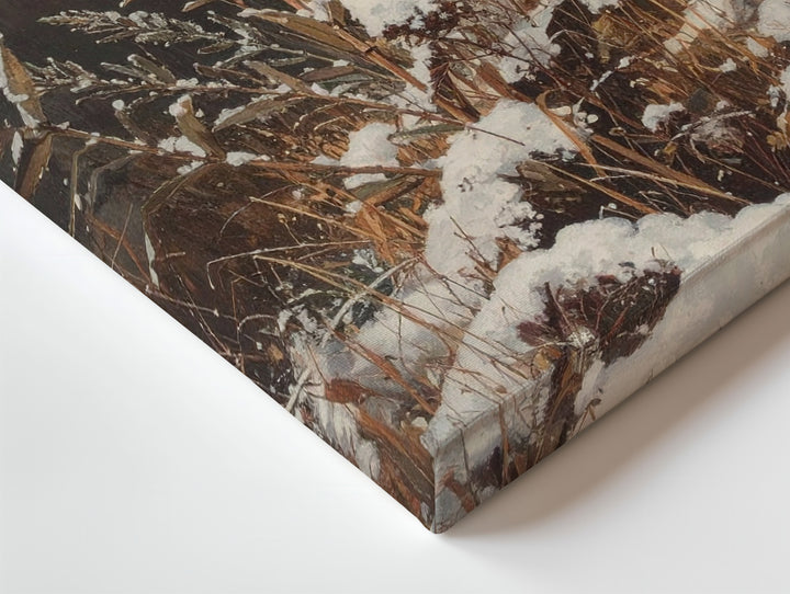 Winter Foliage Canvas – Detailed View of Snow-Covered Grasses and Seed Pods - Gifitto