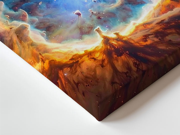 Flaming Gem Nebula Canvas – Blue Planetary Core with Fiery Halo - Gifitto