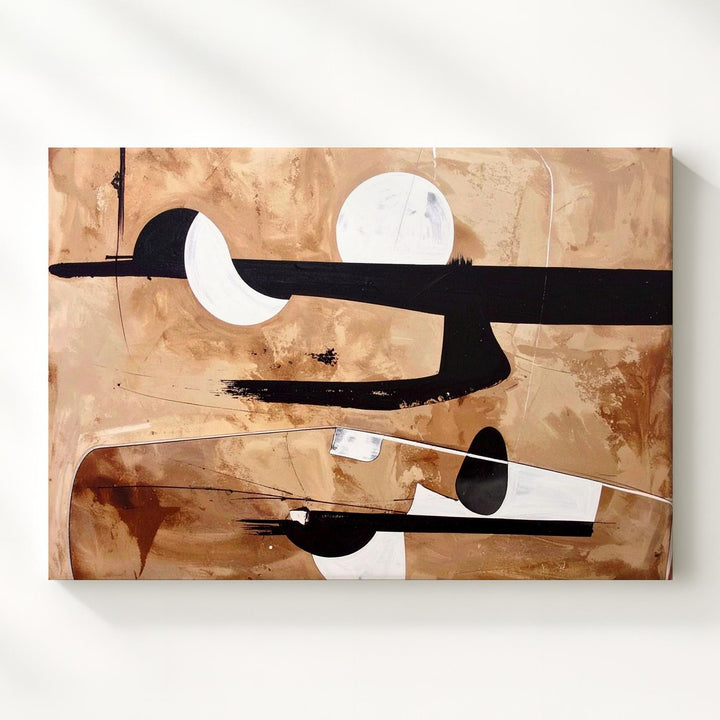 Textured Balance Abstract Canvas – Modern Minimalist Shapes on Warm Parchment - Gifitto