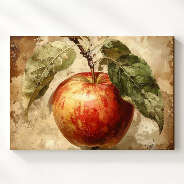 Vintage Apple Botanical Canvas – Classic Single Apple Illustration Art - Gifitto