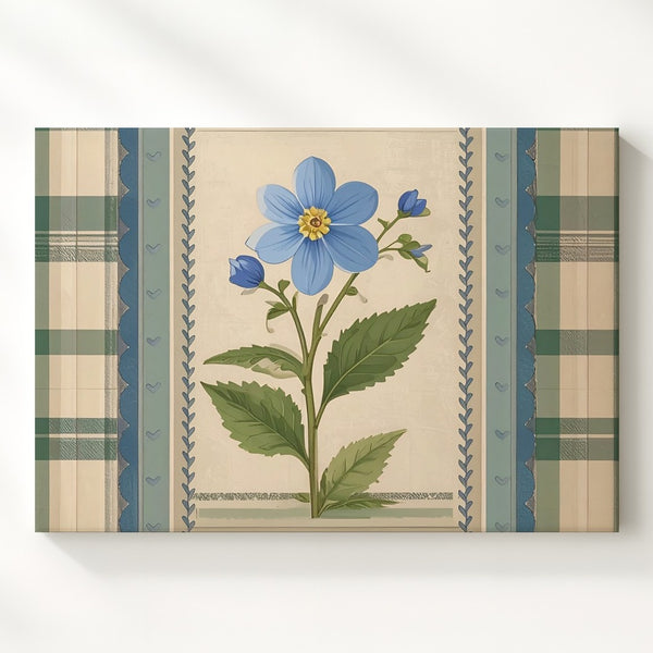 Vintage Blue Flower Botanical Canvas – Country Cottage Art - Gifitto