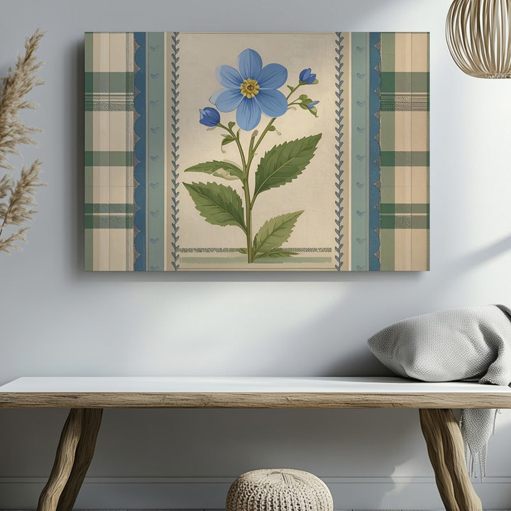 Vintage Blue Flower Botanical Canvas – Country Cottage Art - Gifitto