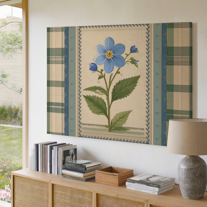 Vintage Blue Flower Botanical Canvas – Country Cottage Art - Gifitto