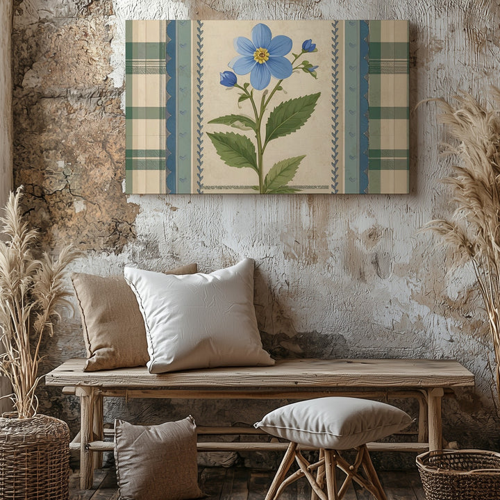 Vintage Blue Flower Botanical Canvas – Country Cottage Art - Gifitto