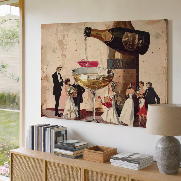 Grand Celebration Canvas – Whimsical Vintage Champagne Party Illustration - Gifitto