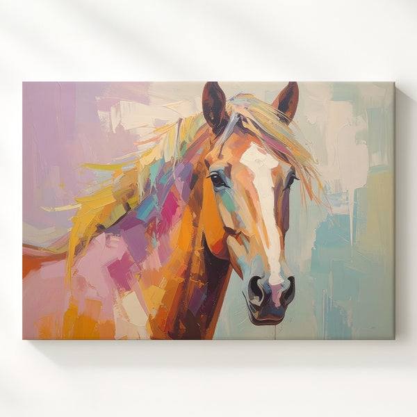 Colorful Playful Horse Canvas – Impressionistic Equestrian Art - Gifitto