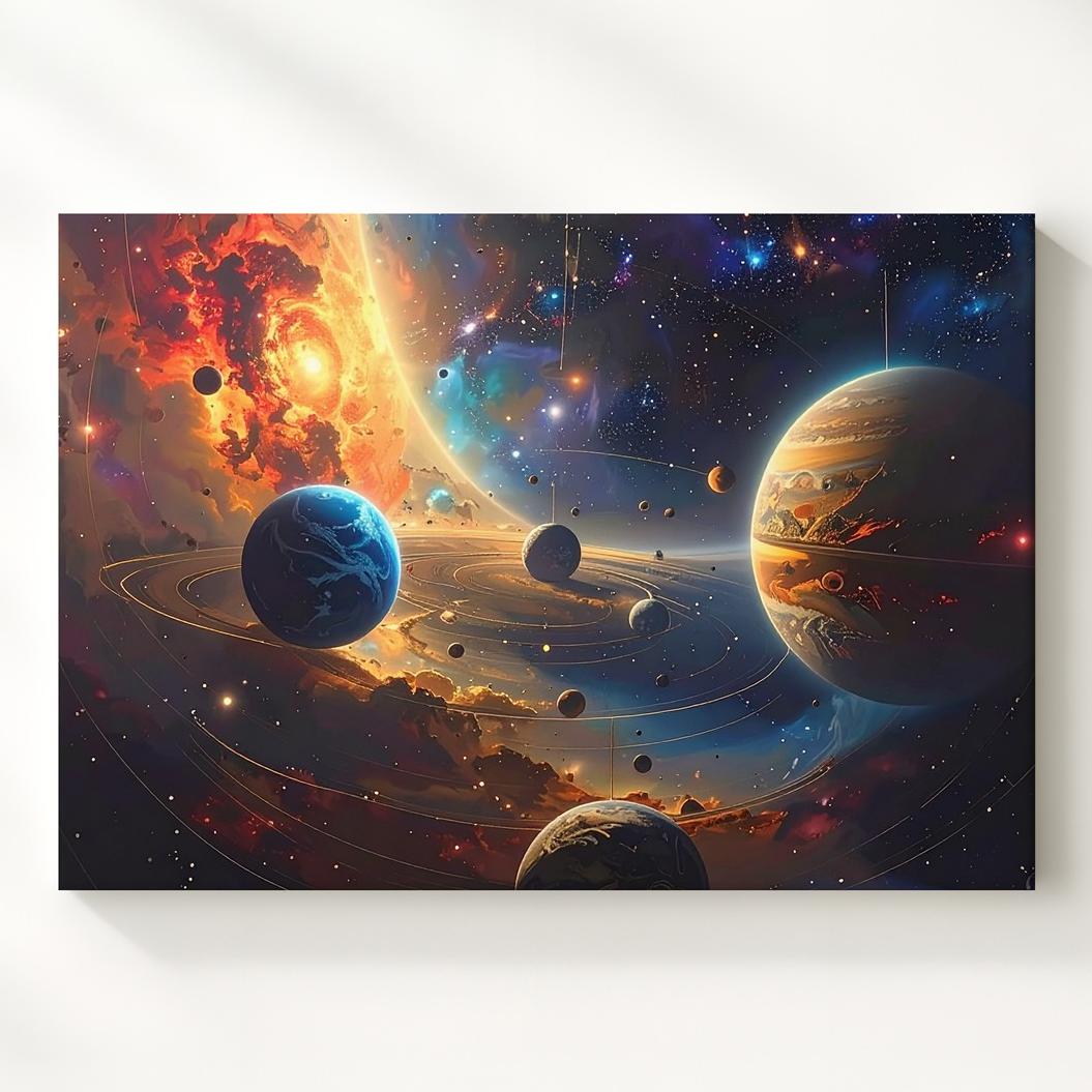 Cosmic Nebula Canvas – Vibrant Planets and Nebulae in Deep Space | Gifitto