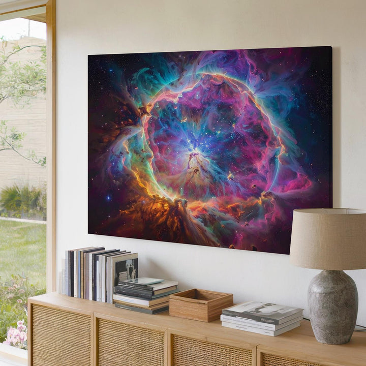 Electric Supernova Remnant Canvas – Neon Web of Cosmic Energy - Gifitto