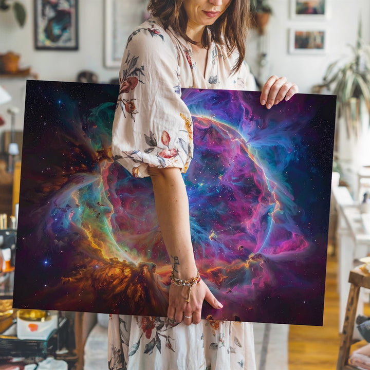 Electric Supernova Remnant Canvas – Neon Web of Cosmic Energy - Gifitto