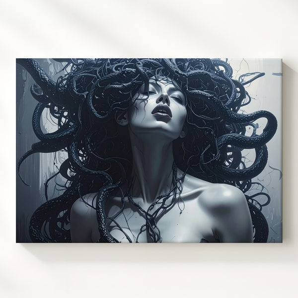 Modern Medusa Canvas – Gothic Serpent-Haired Goddess Wall Art - Gifitto