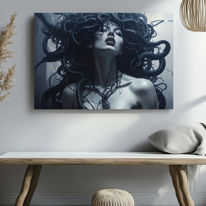 Modern Medusa Canvas – Gothic Serpent-Haired Goddess Wall Art - Gifitto